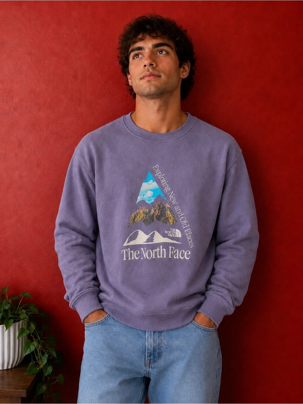 The North Face Graphic Crewneck Sweatshirt – Blue – Size L